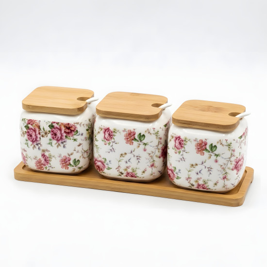 Porcelain Spice Jar Set - 3 Pcs